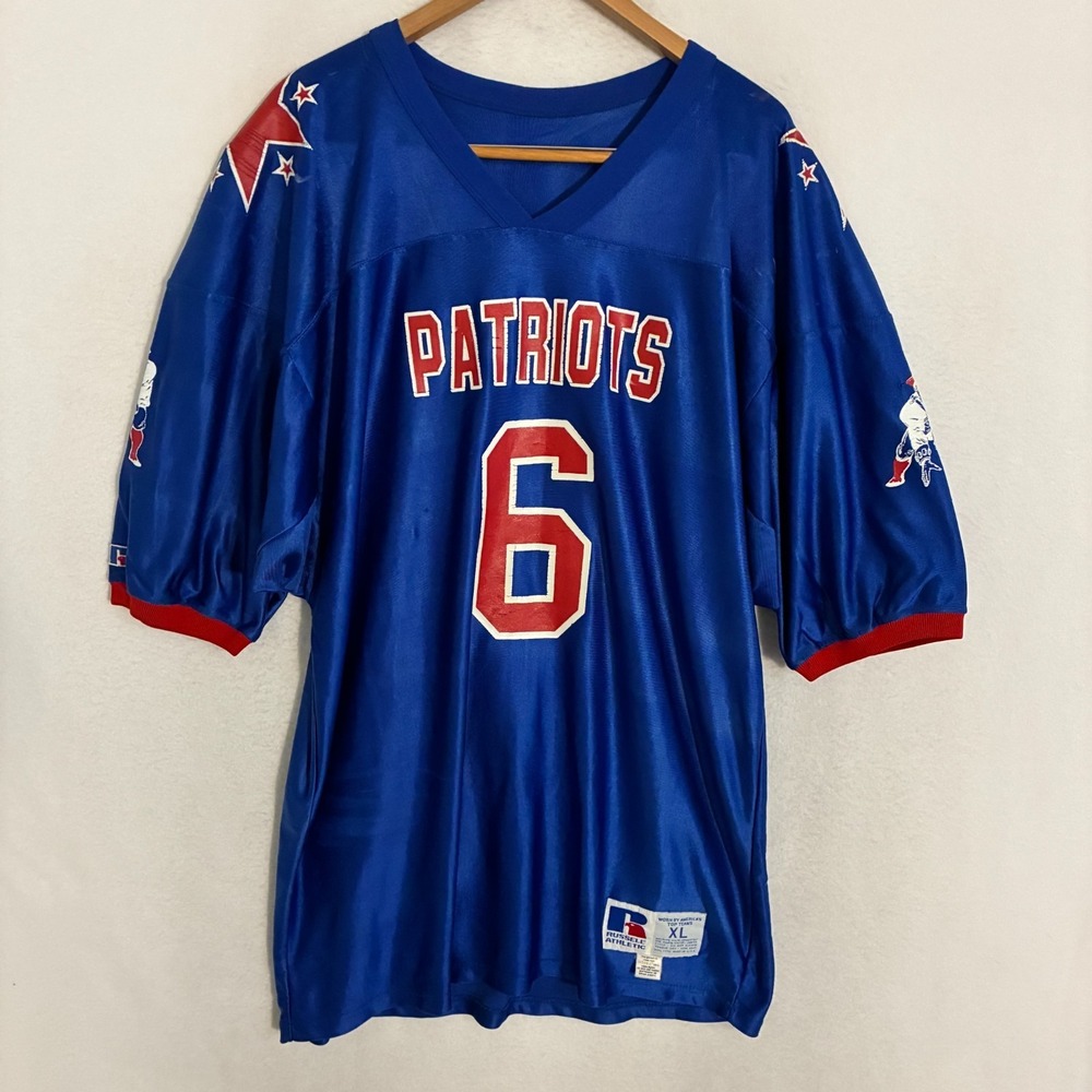 Vtg 80s 90s Russell Athletic New England Patriots USA Made Jersey XL Football #6